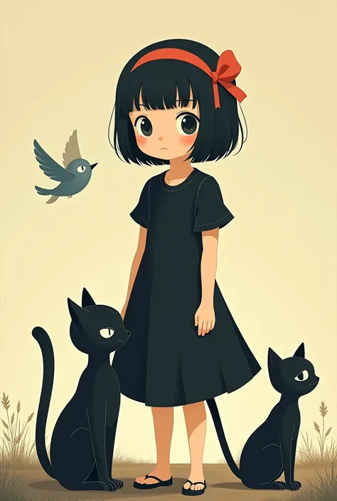 Animated scene of a woman with a cat and a bird, Scrape delivery service, Kiki&#39;s Delivery Service, Ghibli anime style, by Miyazaki, Ghibli anime style style, Miyazaki anime films, Miyazaki Movies, Studio Ghibli Anime, studio ghibli and shinkai makoto, ...