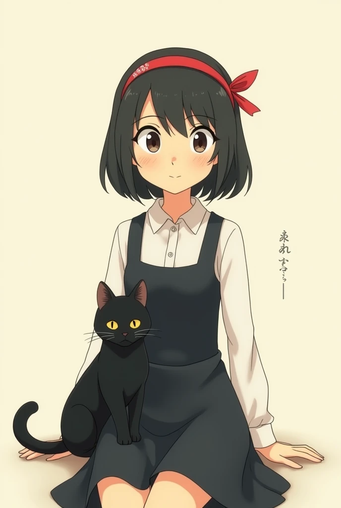 Anime scene of a woman with a cat, Kiki&#39;s Delivery Service, Ghibli anime style, by Miyazaki, Ghibli anime style style, Miyazaki anime films, Miyazaki Movies, Studio Ghibli Anime, スタジオジブリMiyazaki Movies, Studio Ghibli Animeーション, Ghibli anime movie simpl...