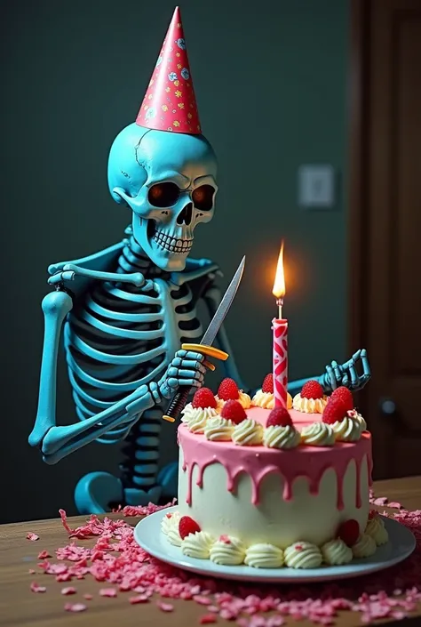 A realistic version of the meme that the birthday boy fucks his mother. (the one with the blue skeleton with a katana slicing birthday cake)

