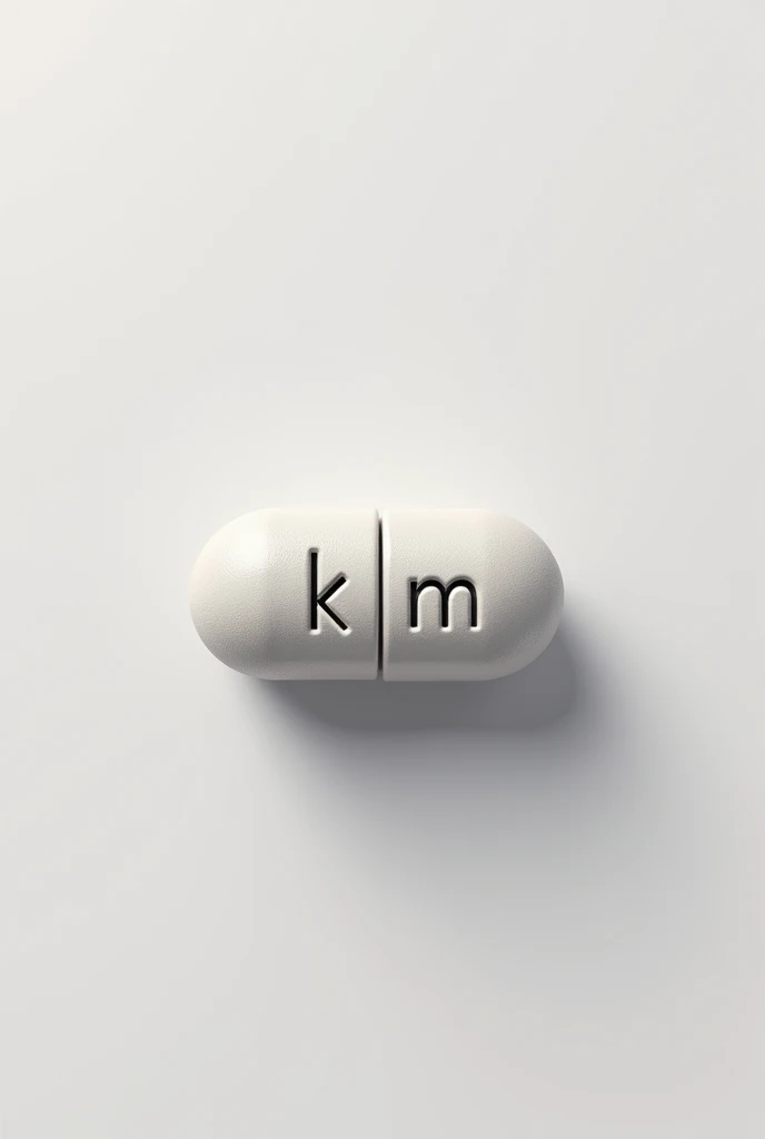 a capsule of medicine with the km mark




