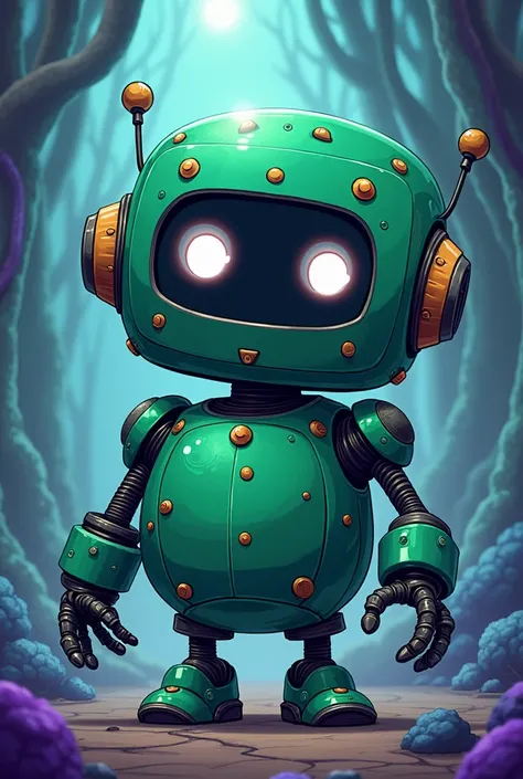 midnight green cartoon style robot
