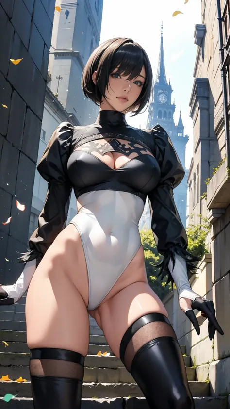 Highest quality, Official Art, masterpiece, Fabric Shading, High resolution, Very detailed, colorful, Best details, Fantasy, suit, 1 female, Age 25, Black Hair, short hair, Up bang hair, One Length, Highest quality, Official Art, masterpiece, Fabric Shadin...