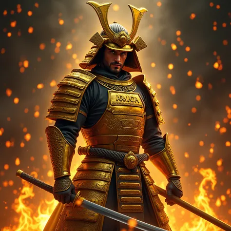 
Pour créer limage réaliste comme une photographie, imaginez un guerrier farouche, vêtu dune armure de samouraï doré et brillante, qui capte la lumière dune manière captivante. Il tient un katana japonai. Autour de lui, des flammes tourbillonnent qui accen...