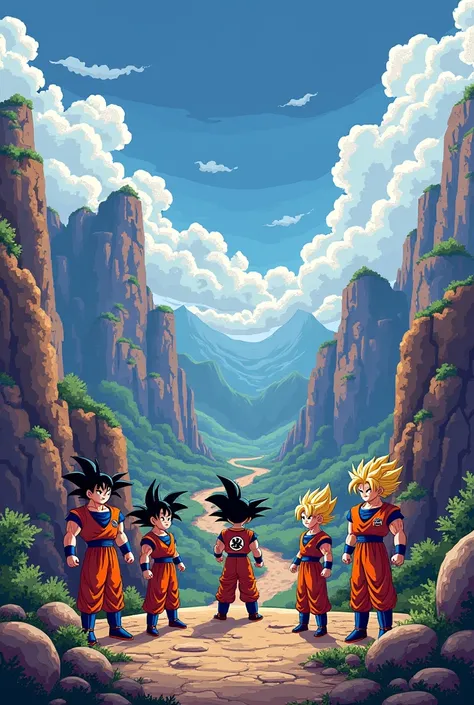 Dragon ball z scenery in 8-bit pixels