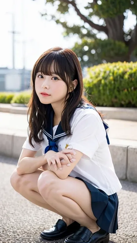 (minase inori),(realistic, photo realistic:1.2), ((highest quality)), moving her center of gravity back, quite embarrassing, whi...