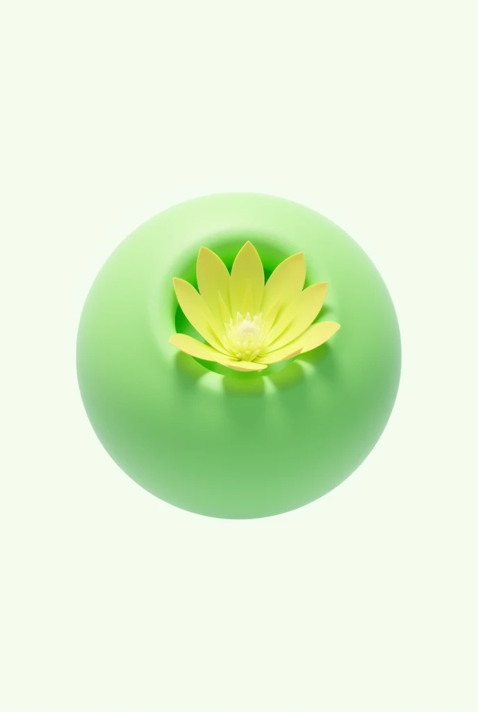 Minimalist logo small green ball with yellow, white background