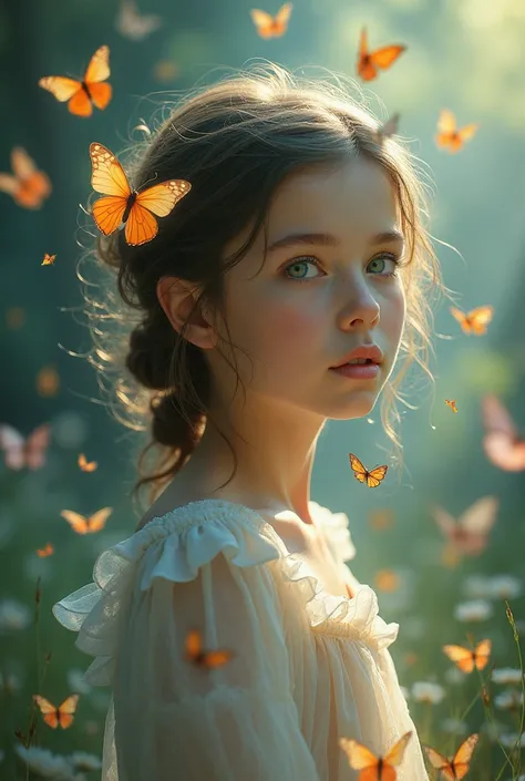 Girl with butterfly magical 