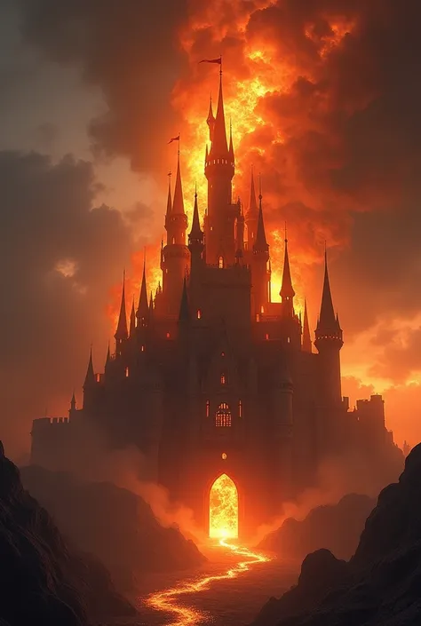 A castle on fire 