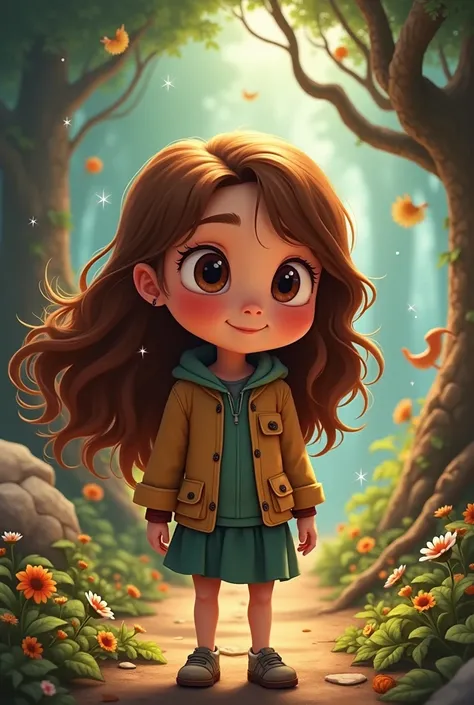 A brown-haired girl who looks like Willow from The Owl House and has the same animation style.