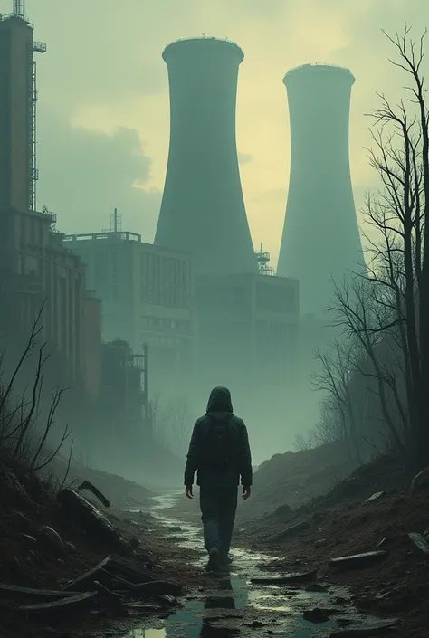 A CHERnobyl movie poster with a nuclear power plant where everything is seen destroyed 