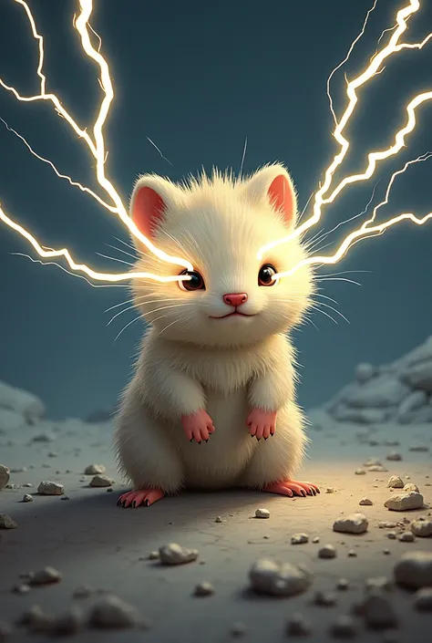 a lemming with lightning coming out of its eyes