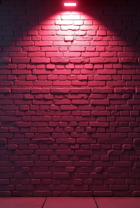 Pink brick wall shown from the front illuminated by car headlights