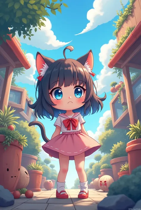 (Animation japonaise:1.2),illustration,2j,detailed overviews,superior quality, Meilleure qualité d&#39;image,(Surprisingly absurd:1.2),(head of&#39;artwork:1.2), CASSER,CASSER,(slanting eyes), blue eye, fille oreilles de chat,cute shy,CASSER,chibi,Personna...