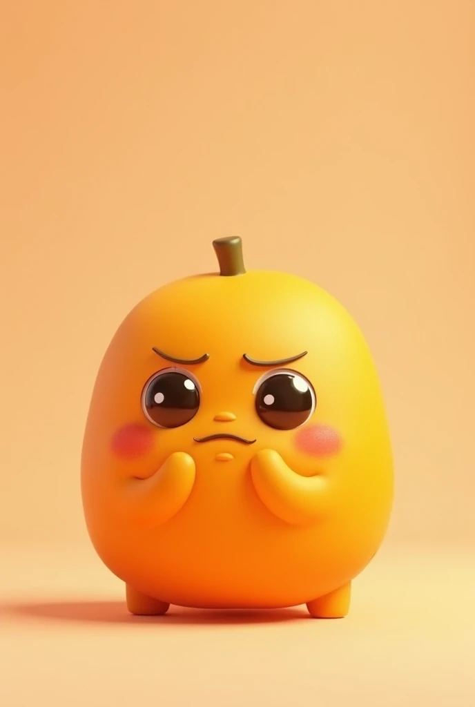 Create a cute animated character, tender that represents the emotion anxiety, whose characteristic color is intense orange like the fruit