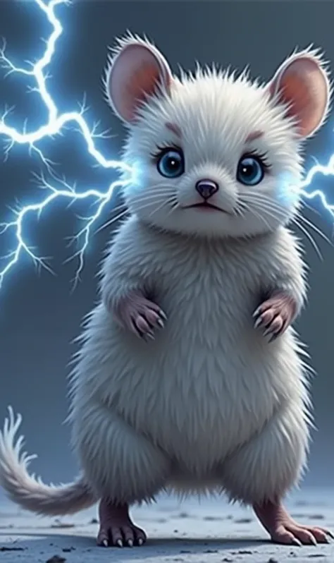 a lemming with lightning coming out of its eyes 