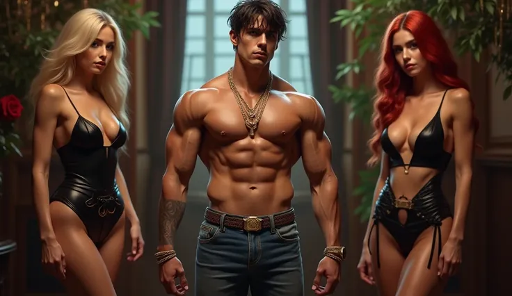 Amalgam of bodybuilder european russian 19 years mesomorph full body,  face with bangs,porn actor, dj, rapper, billionaire, Zyzz com Jeff Seid, Brice Akuesson e Ronnie Coleman , Golden diamond silver chain, Patek watch, well-defined 8-pack abdomen, big pen...