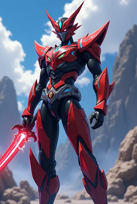 Create anime armor, with a similar appearance somewhat to kamen rider saber, ou kamen rider zero one, and also knights of the zodiac, an armor similar to these, and with a sword in his hand.
Obs: try to do it with an anime drawing style animation