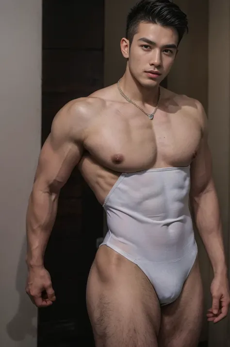 absurdres, intricate details, masterpiece, best quality, high resolution, 8k,
1boy, (marb1e4rmor, marble bodysuit:1.2), cape,
looking at viewer, smirk, Manhuanan,
(muscular, large pectorals, abs), shiny white skin,
detailed face, red eyes, black hair, eye ...