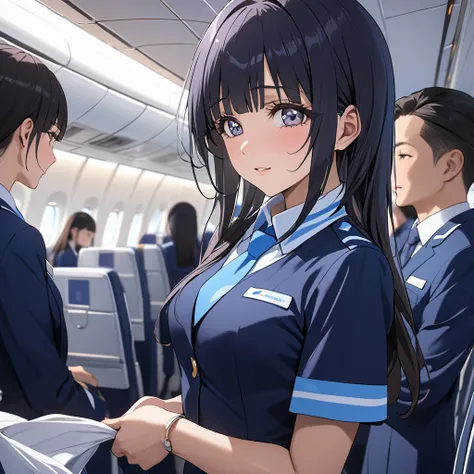 ((Highest quality)), ((masterpiece)), (detailed), （Perfect Face）、The woman is Reika Aoki with semi-long hair、The woman is a flight attendant for a Chinese airline.