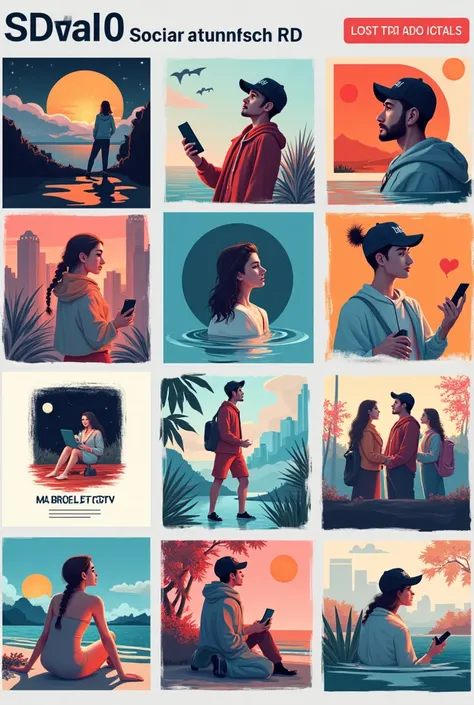 A set of social media post examples featuring diverse content types, such as carousel ads, stories, and sponsored posts, with different styles and themes tailored for audience engagement