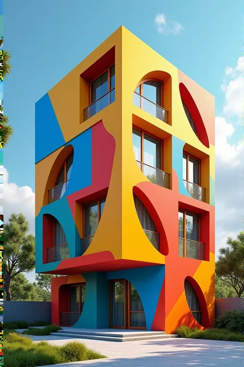 Colourful box shaped building