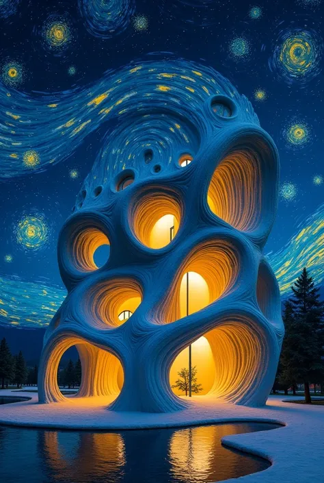 Building in the shape of a starry night