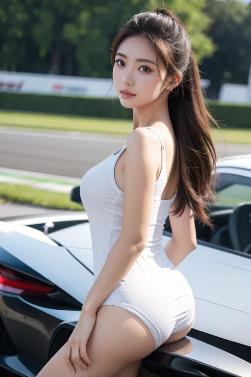 Best quality, high quality, masterpiece, 
beautiful racing girl