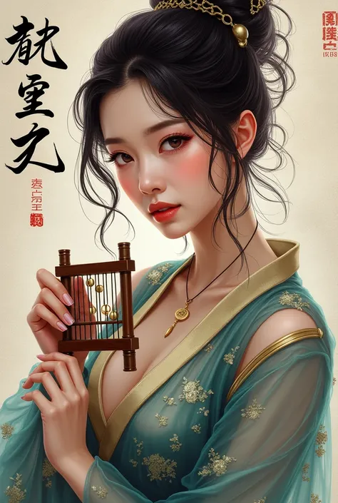 The cover of the ancient Chinese novel &quot;Crossing Dimensions: Business of Revenge&quot; is a beautiful young woman with a sexy figure and an abacus as props. The title of the story is Crossing Dimensions: Business of Revenge, which is written in letter...