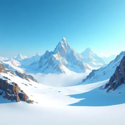 Blue sky with snow and landscape mountain 4k 