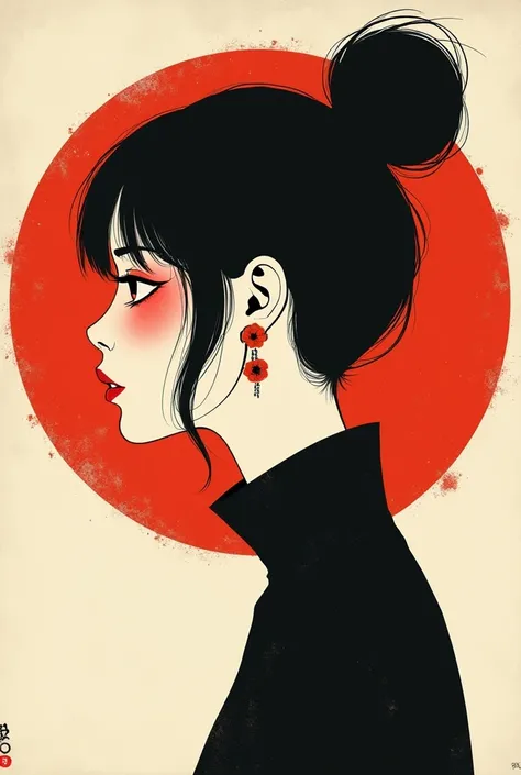 Japanese Beauty，author：conrad roset a cool girl，Lack of metal，Surreal minimalist shadows，Flat illustration, Luo Erchun，