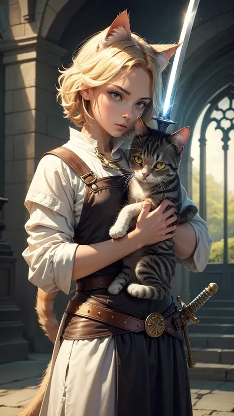 cat holding sword