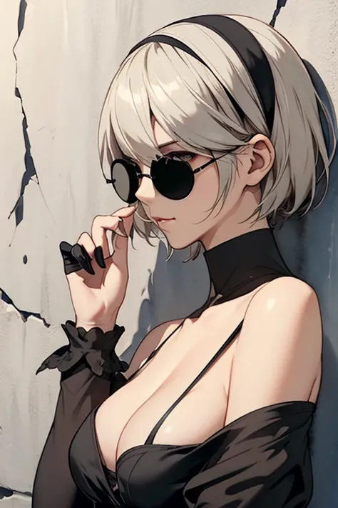 {(masterpiece,best quality, 16K illustration, UHD, extremely detailed the work, detailed beautiful face and eyes and skin and hair)} 
BREAK {erotic face,looking away,enchanting smile,profile}
BREAK {solo, (2B of Nier Automa:1.4)), (slender body,small breas...