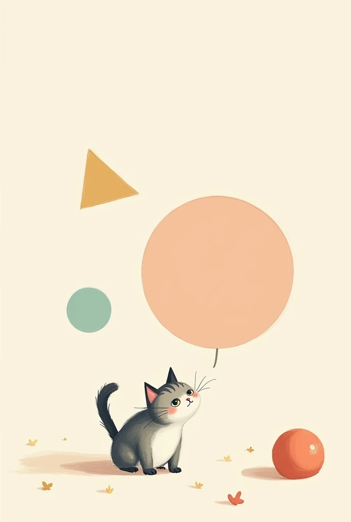 Cat drawing with circle and triangle