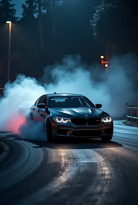 Bmw m5 cs DRIFTING 
At night 