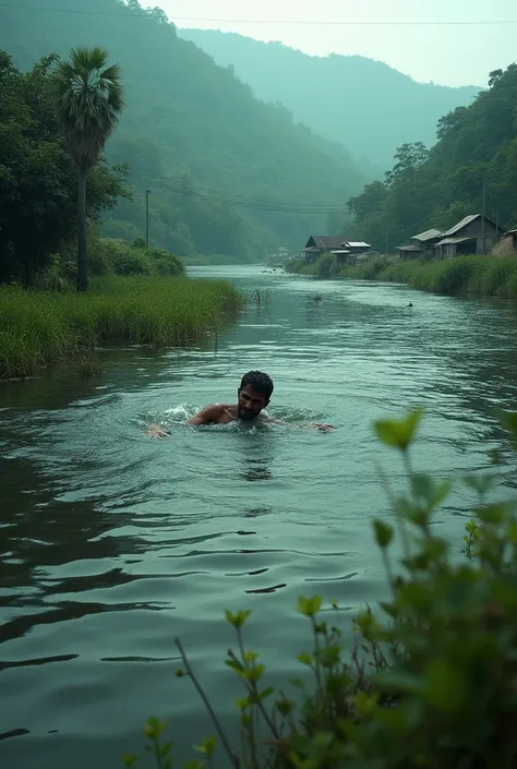 a  drowning in the river in a rural area of Bangladesh 