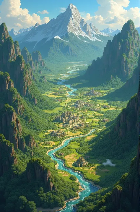 Make a map In the world, the Kingdom of Regalia is a country located in the middle of a fertile valley and surrounded by green mountains. The kingdom is famous for the beauty of its magnificent gardens, which are filled with different types of magical flow...