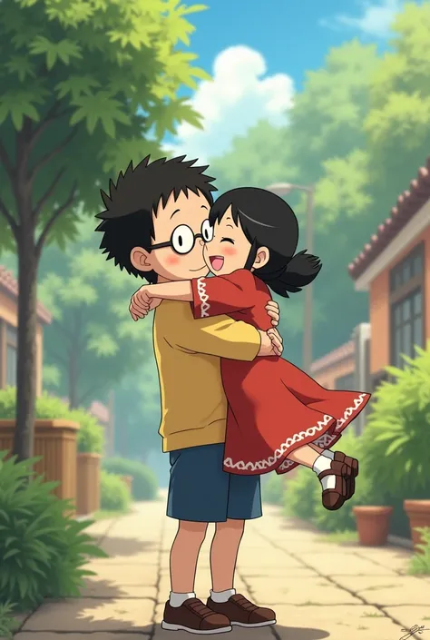 Nobita hug sizuka and lift up