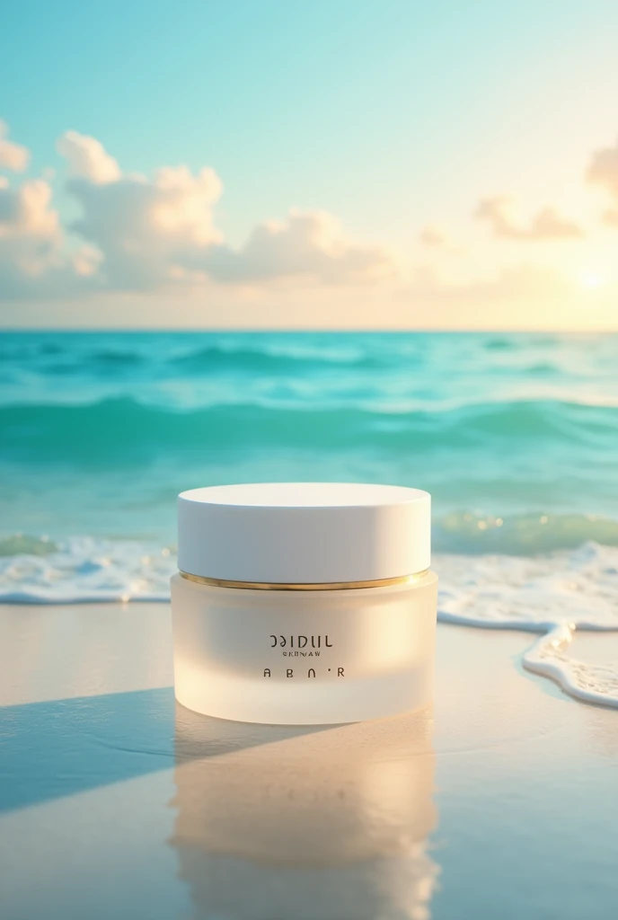 Aura glow skincare image with ocean background 

