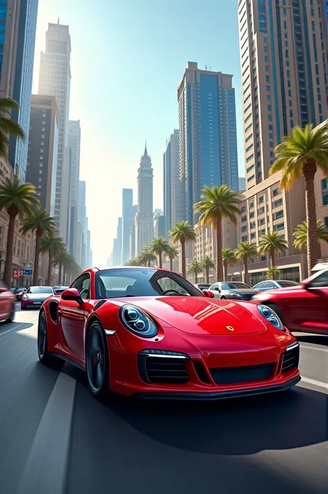 A porsche 911 on dubai roads
