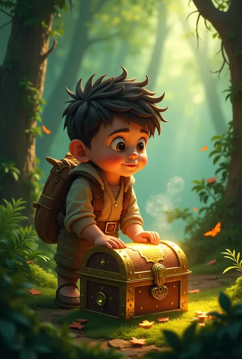 A boy find a treasure in the forest and use it for his need