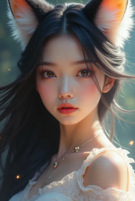 Ultra realistic photo of Tzuyu with Ahri features.