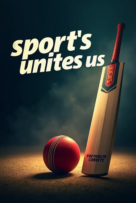 I want to create a thumbnail for my reel that is put these words sports unites us in background cricket bat and ball