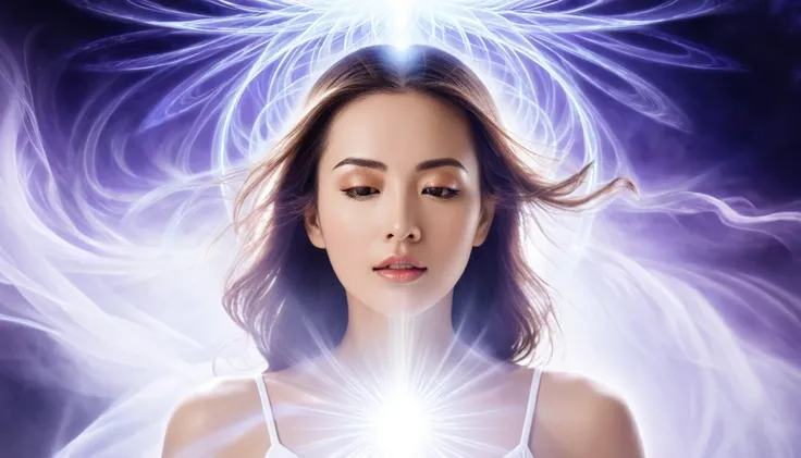 a beautiful woman being purified by mind aura cleansing