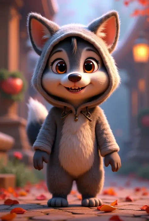 DISNEY PIXAR  WITH BROWN EYES DRESSED AS A WOLF 