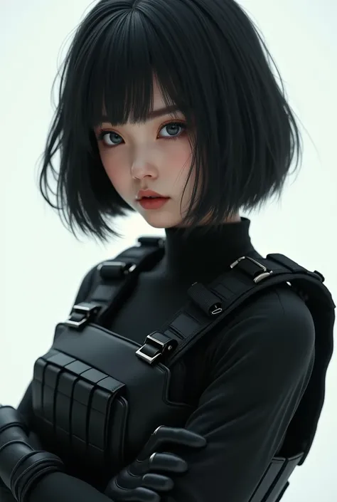 (masterpiece,Distinguished Quality,Mirror-like,Cinematic Experience,insanely detailed,absurdres),8k,wallpaper,,(Best illustrations:2.0),(One Woman:2.0),(Motoko Kusanagi:2.0),(Ghost in the Shell-style worldview:2.0),(Black tactical bodysuit:2.0),(Heavy blac...