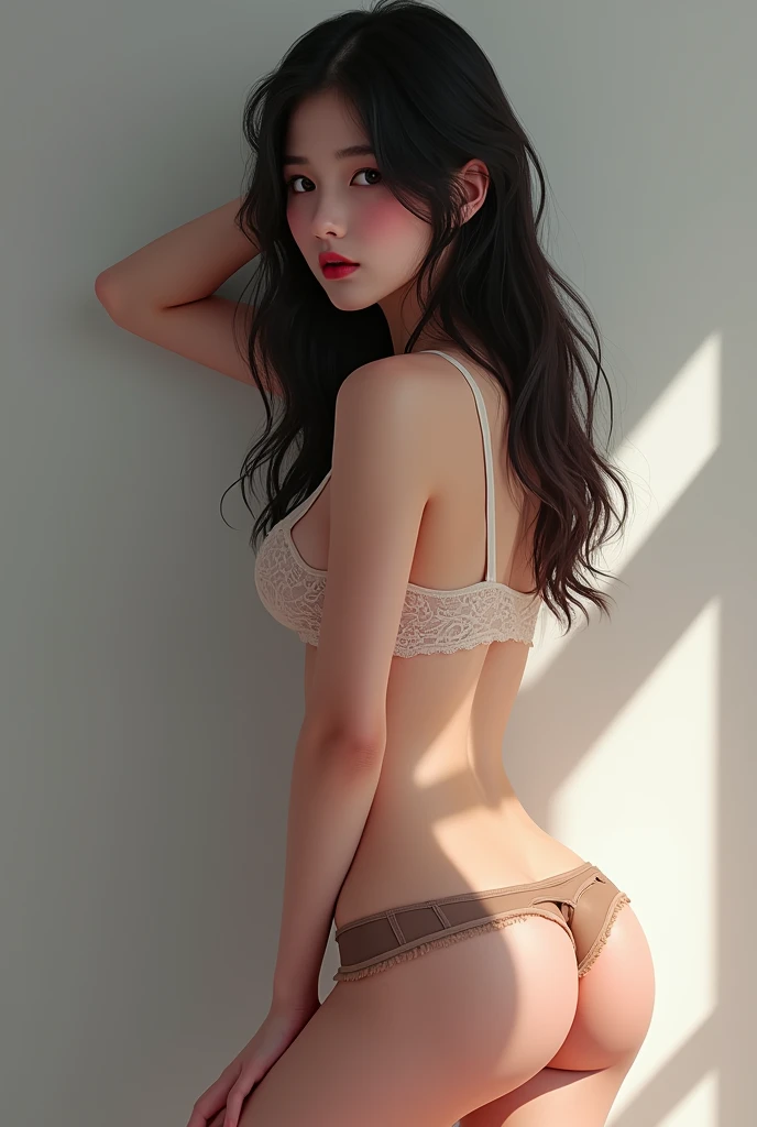 Black haired girl showing panties