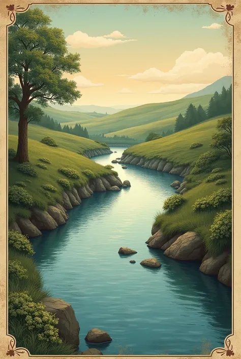 create a old style river made in digital poster make it not realistic type