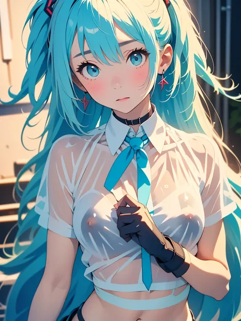 (quality)), ((masterpiece)), Recommended results, Puffy nipples, (see through:1.5), straighten your back, abdominal muscles, huge bust, angle to floor:1.2, low camera angle, Hair loss on crotch, Hatsune Miku，the best, masterpiece, high resolution, the best...