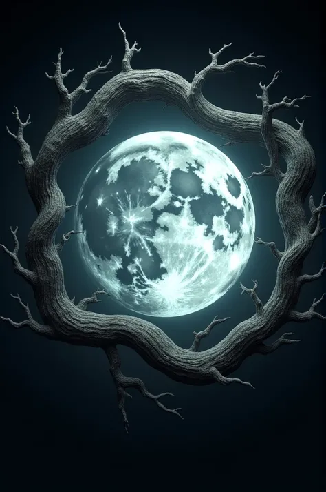 Create a real moon surrounded by branches 