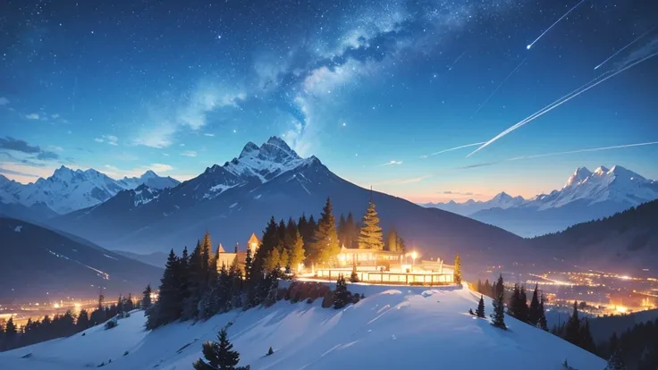 A place where you can see the night sky　Festive and bright　In a slightly open mountain　summer